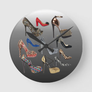 Shoe High Heels Collage Customize Runde Wanduhr