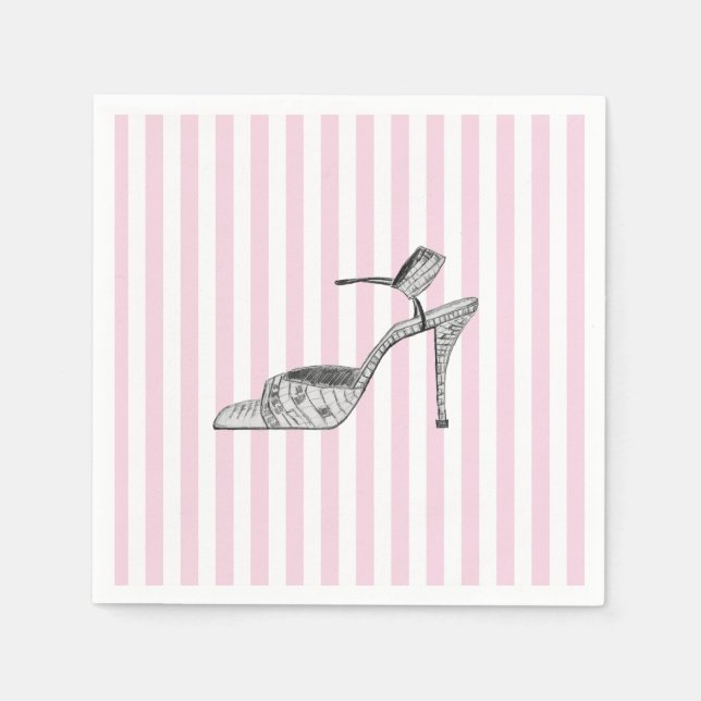 Shoe Illustration Mode Pink Stripe Serviette (Vorderseite)