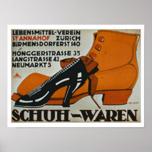 'Shoe Shops', Zürich (color litho) Poster
