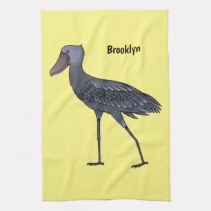 Shoebill bird cartoon illustration geschirrtuch