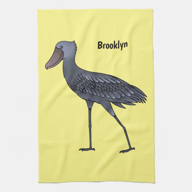Shoebill bird cartoon illustration geschirrtuch (Vertikal)