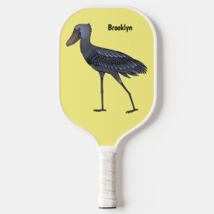 Shoebill bird cartoon illustration pickleball schläger