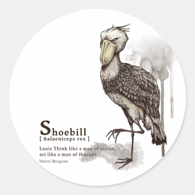 shoebill - mocha runder aufkleber (Vorderseite)