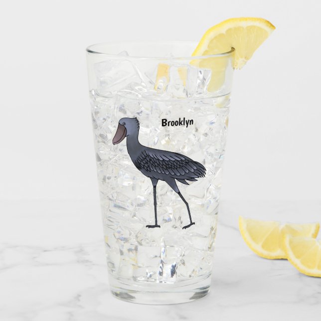 Shoebill-Vogel-Cartoon Glas (Rückseite Ice)