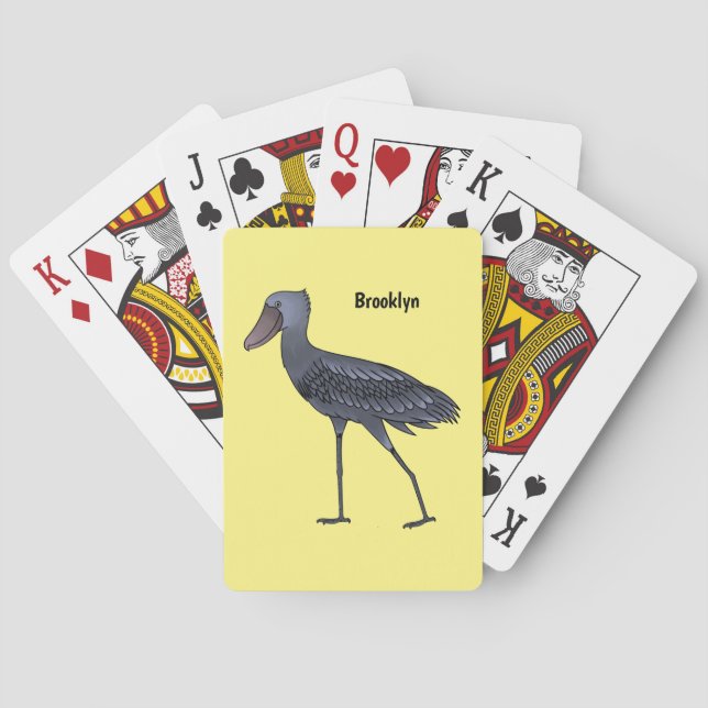 Shoebill-Vogel-Cartoon Spielkarten (Rückseite)