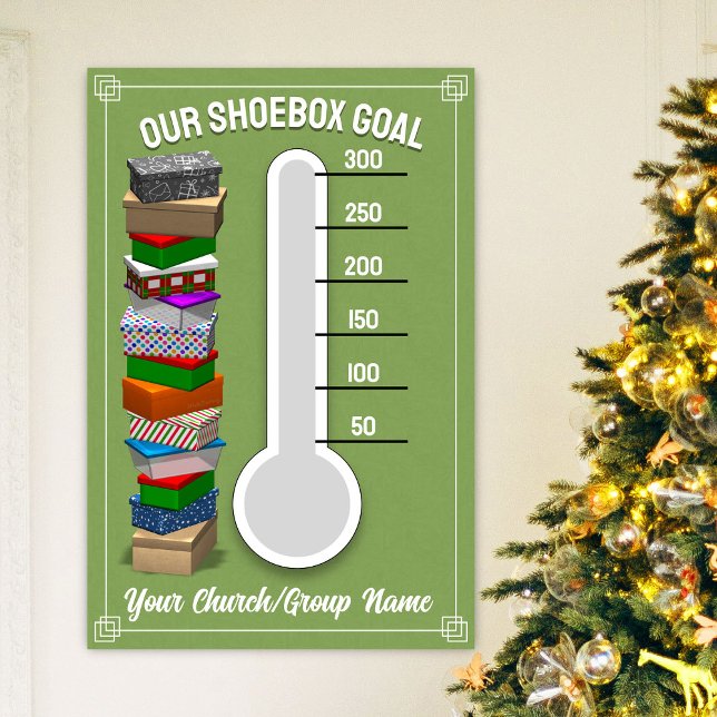Shoebox-Thermometer-Poster - Grün Poster (Personalize this poster to best fit your shoebox-collecting occasion!)