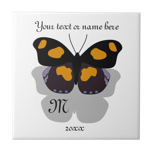 Shoemaker Butterfly-Schattenmonogramm Fliese (Vorderseite)
