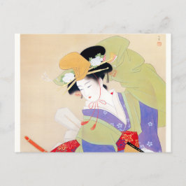 Shoen Uemura 上村松園 踊り 着物 女性 舞妓 芸者 日本画 美人画 浮世絵 紫 緑 Postkarte