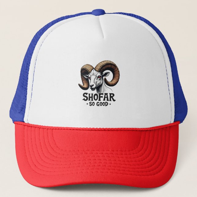 Shofar so gute jüdische Ziege Hanukkah Liebhaber Truckerkappe (Vorderseite)