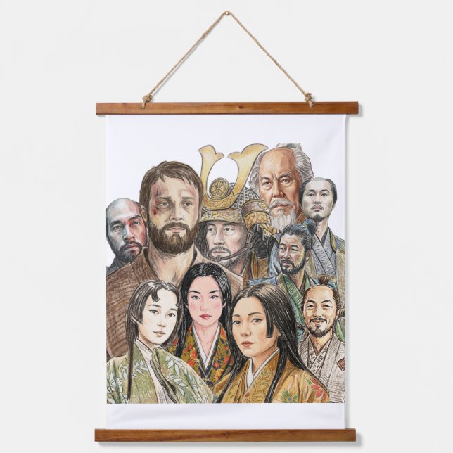 Shogun - Collage Wandteppich Mit Holzrahmen (Vorderseite)