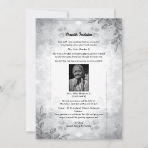 Shok Sandesh Hindu Shraddh Einladung