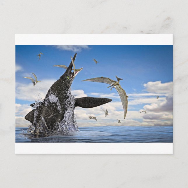 Shonisaurus Dinosaur Überraschungsangriff Postkarte (Vorderseite)