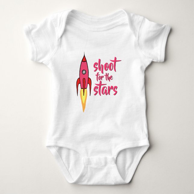 Shoot for Stars Niedlich Rocket Inspiration Girl Baby Strampler (Vorderseite)