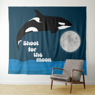 Shoot for the Moon Orca Killer Whale Tapestory Wandteppich