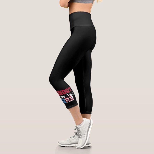 Shoot like a Girl Patriotic Archery Quote Capri Leggings (Links)