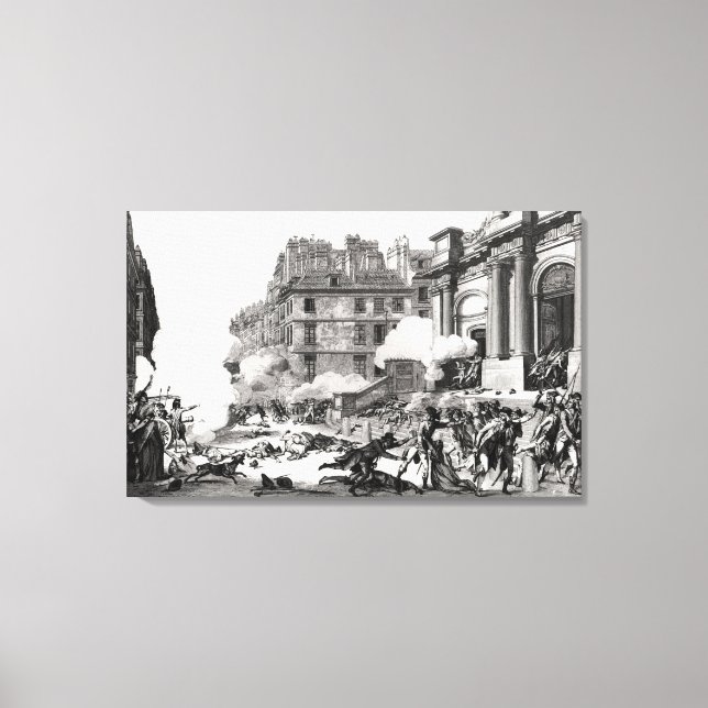 Shoot-out vor der Kirche St. Roch in Paris Leinwanddruck (Vorderseite)