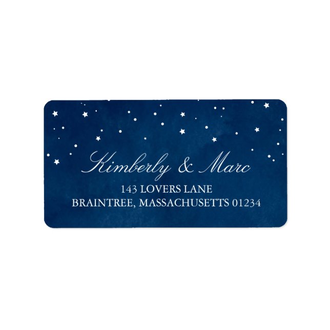 Shooting Star Blue Watercolor Wedding | Anschrift Adressaufkleber (Vorne)
