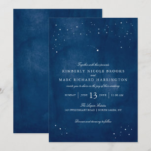 Shooting Star Blue Watercolor Wedding Einladung