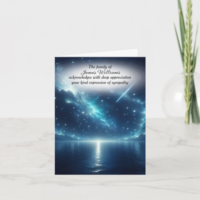 Shooting Star in Night Sky Beileid Vielen Dank Dankeskarte (Vorderseite)