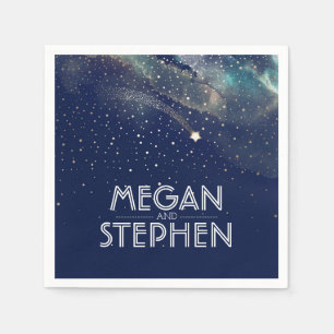 Shooting Star Navy und Gold Night Starry Serviette