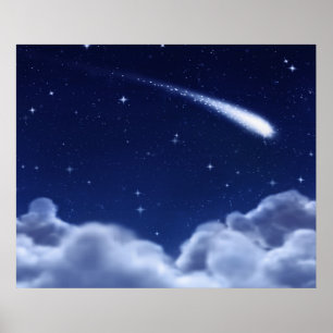 Shooting Star over Clouds Poster - Horizontal