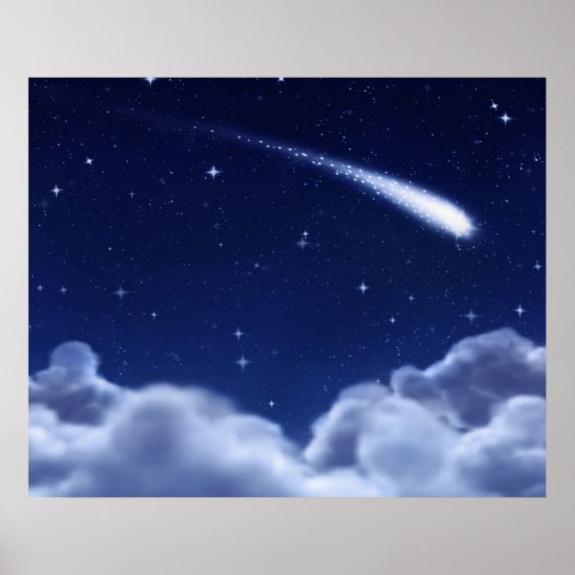 Shooting Star over Clouds Poster - Horizontal (Vorne)