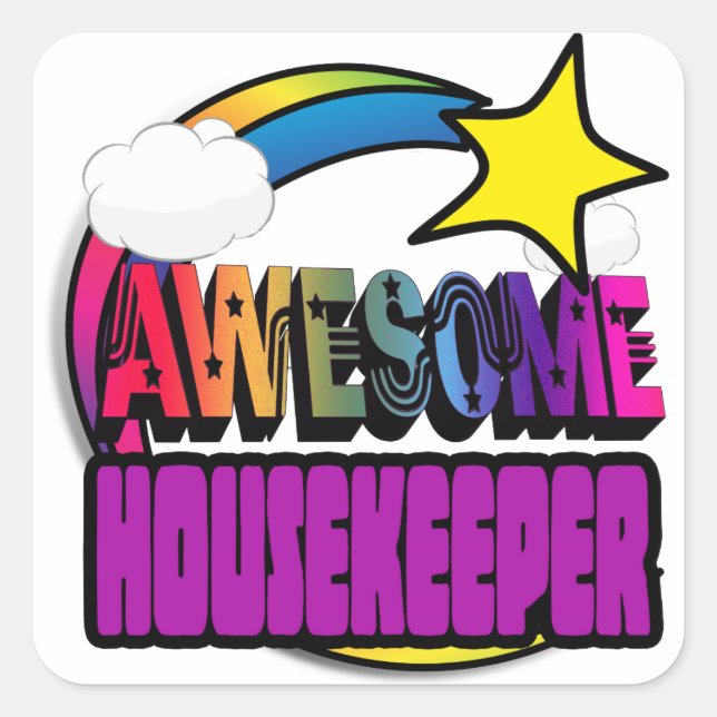 Shooting Star Rainbow Phantastisch Housekeeper Quadratischer Aufkleber (Vorderseite)