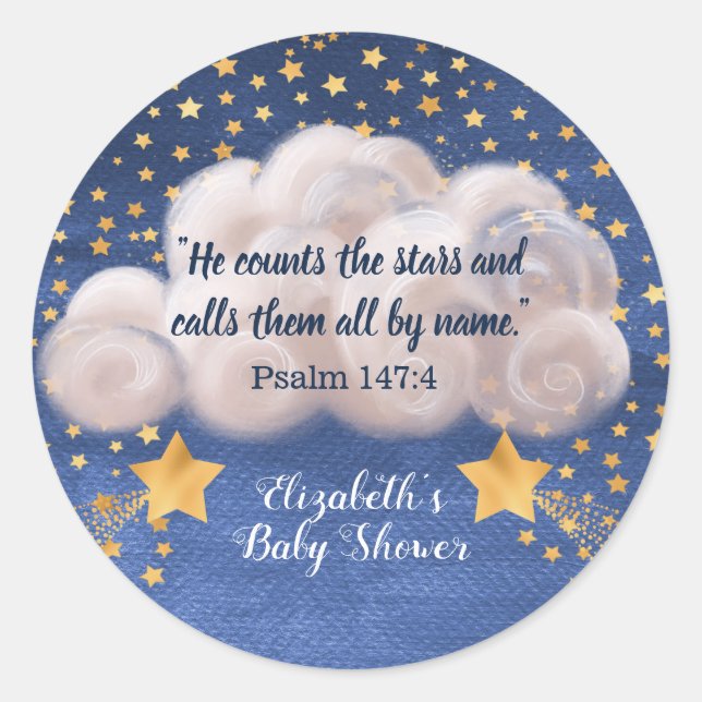 Shooting Star Twin Religious Baby Shower Runder Aufkleber (Vorderseite)