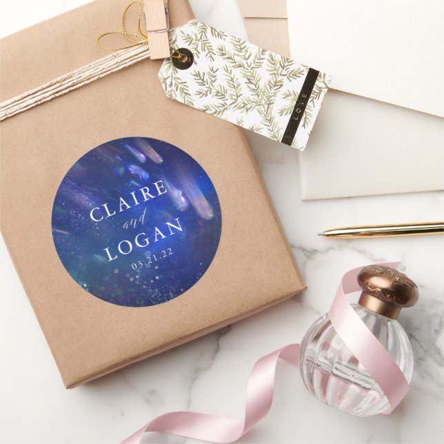 Shooting Stars Celestial Galaxy Hochzeit Runder Aufkleber (Schenken)