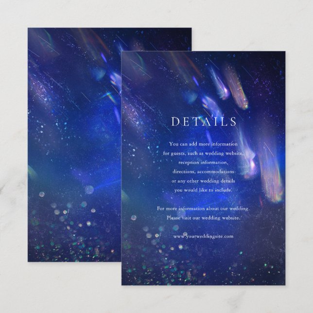 Shooting Stars Galaxy Wedding Details Card RSVP Karte (Vorne/Hinten)