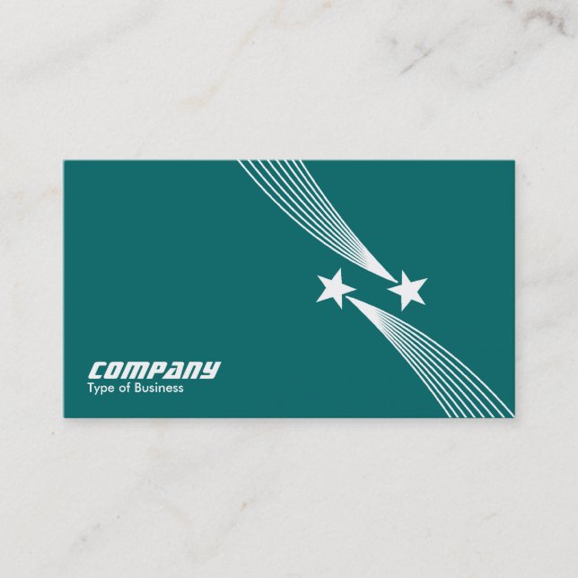 Shooting Stars v2 - White on Aquamarin Green 00666 Visitenkarte (Vorderseite)