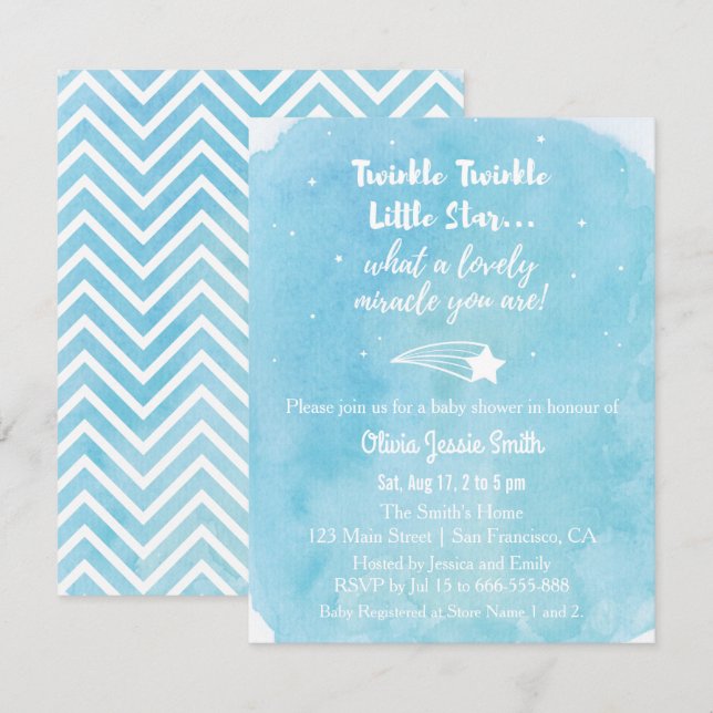 Shooting Twinkle Twinkle Little Star Baby Dusche Einladung (Vorne/Hinten)