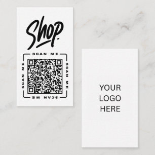 Shop   Anpassbare QR-Code- und Logo-Vorlage Schwar Visitenkarte