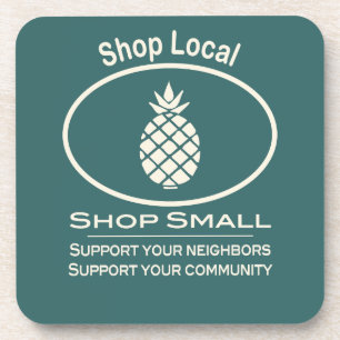 Shop Local, Shop Small cream pineapple Untersetzer