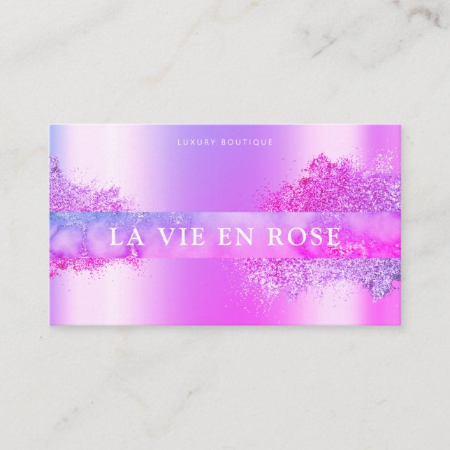 Shop Moderne Lila Rosa Elegante Glitzer Boutique Visitenkarte (Vorderseite)