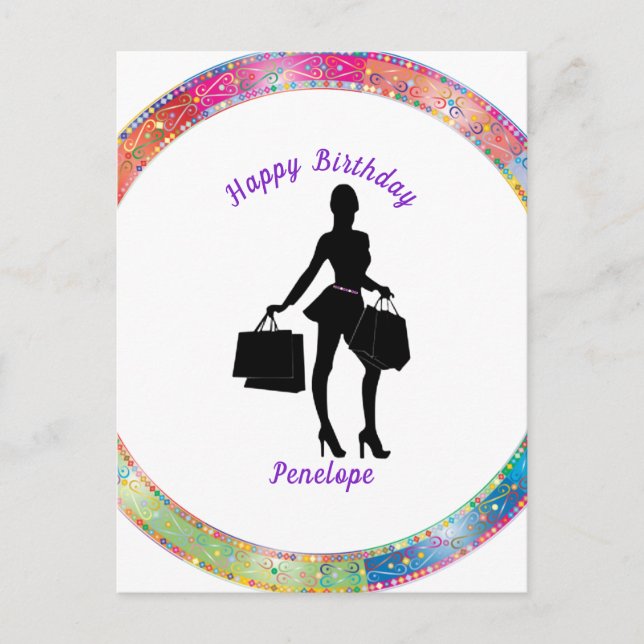 Shopaholic Glam Birthday Postkarte (Vorderseite)