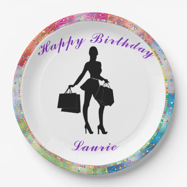 Shopaholic Glam Pappteller (Vorderseite)