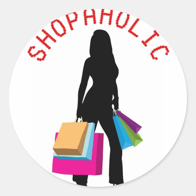 SHOPAHOLIC RUNDER AUFKLEBER (Vorderseite)
