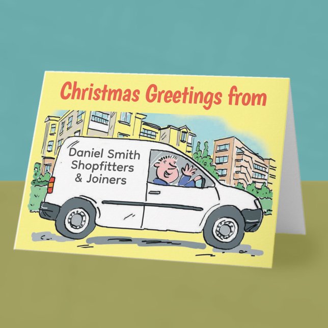 Shopfitters & Joiners White Van Christmas Card Karte (Von Creator hochgeladen)