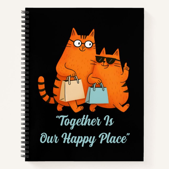 Shopping Day Cat Love Spiral Notebook Notizbuch (Vorderseite)
