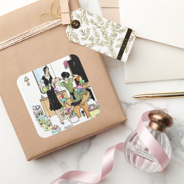 Shopping für Hüte Quadratischer Aufkleber (Schenken)