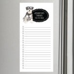 Shopping-Liste der Miniatur-Schnauzer-Hunde Magnetischer Notizblock<br><div class="desc">Schön,  dass der Miniatur Schnauzer Hund mit einem schwarzen Kalkboard-Rahmen personalisiert mit Ihrem Namen geholt wird.</div>