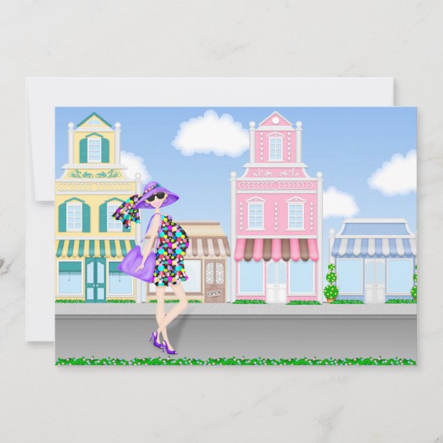 Shopping maman enceinte Baby shower Invitation (Devant)