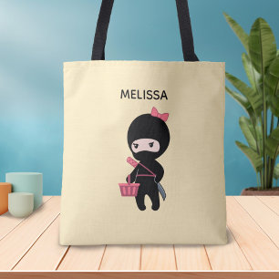 Shopping Ninja Girl Individuelle Name auf Gelb Tasche