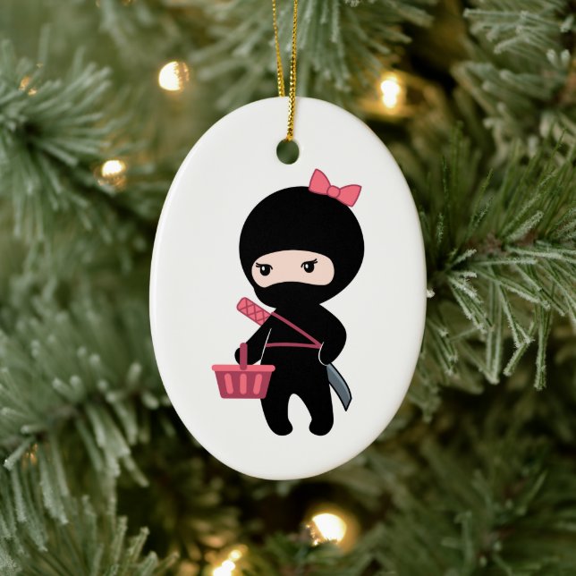 Shopping Ninja Girl Keramik Ornament (Baum)