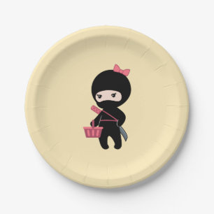 Shopping Ninja Girl on Yellow Pappteller