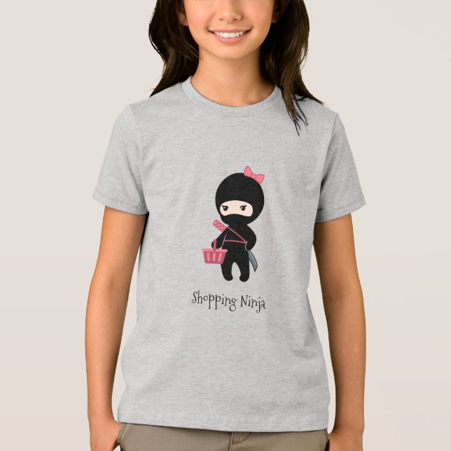 Shopping Ninja Girl Tri-Blend Shirt (Vorderseite)
