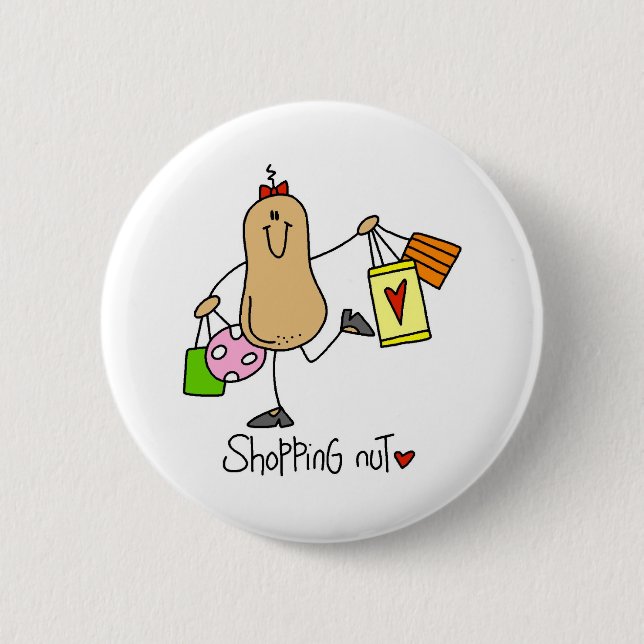 Shopping Nut T-Shirts und Geschenke Button (Vorderseite)