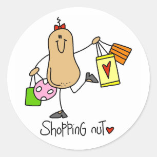 Shopping Nut T-Shirts und Geschenke Runder Aufkleber