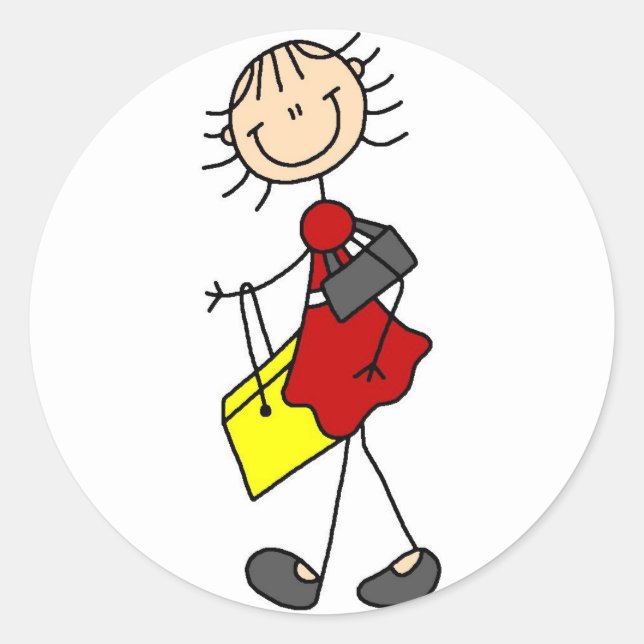 Shopping-Strichmännchen Lady Sticker (Vorderseite)